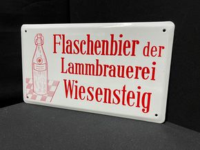 Lammbrauerei Wiesensteig / Flaschenbier (Emailleschild um 1955)
