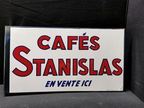 Cafés Stanislas - En vente ici / Emaillierter Ausleger (Um 1950)