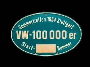 Sommertreffen 1954 Stuttgart VW-100 000er - Start-Nummer
