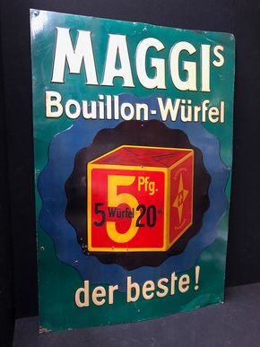 Maggi Bouillion-Würfel  - Der beste (Geprägtes Blechschild um 1920) XXL