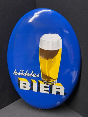 Bier / Kühles Bier (50er Jahre Emailleschild)