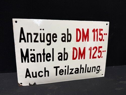 Preisschild einer  Schneiderei (gewölbt - um 1950)