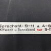 Sprechstunde Hinweisschilder 3er Set (Um 1950)