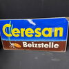 Ceresan Emailschild, gewölbt, schabloniert und lithographiert