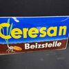 Ceresan Emailschild, gewölbt, schabloniert und lithographiert