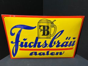 Fuchsbräu Aalen (Gewölbtes Emailleschild um 1925)