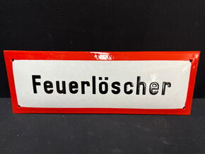Feuerlöscher Hinweisschild (Gewölbt. Um 1950)