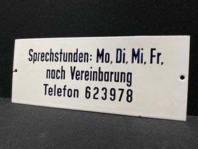 Sprechstunden - Flaches Emailleschild (Um 1960)