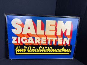 Salem Zigaretten sind Qualitätsmarken - Sütterlin Blechschild 60 x 40 cm um 1915/20 Dresden
