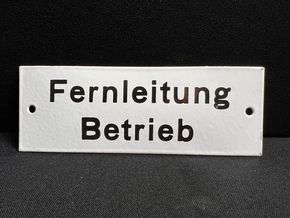 Fernleitung Betrieb Emailleschild 15 x 5,5 cm um 1950/60