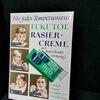Eukutol Rasiercreme mit blutstillender Wirkung (Blechaufsteller um 1955)