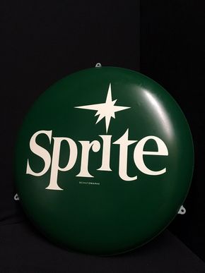 Sprite Deckel - rundes Blechschild um 1955/60 noch im Papier eingepackt