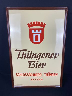 Thüngener Bier Emailleschild - Schlossbrauerei Thüngen 76 x 50 cm D - um 1955