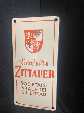Societäts-Brauerei zu Zittau - Türschild Emailschild Bierschild - um 1925