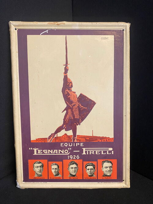 Equipe Legnano 1926-  Pirelli- Fahrrad Blechschild 24,3 x 34,5 cm - Italien um 1926