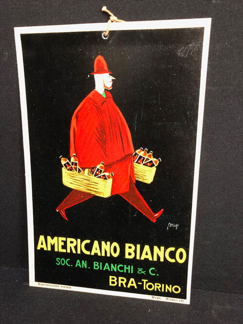 Bianchi & C. / Americano Bianco Werbepappe zum Aufhängen (50er Jahre)