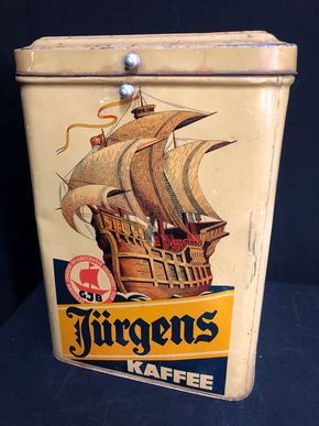 Jürgens Kaffee Braunschweig / Blechcontainer (Um 1950)