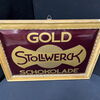 Stollwerck - Gold Schokolade / Gewölbtes Imoglasschild im Originalrahmen (Um 1915)