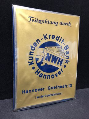 Kunden-Kredit-Bank-Hannover - Blechschild mit Semi-Glas-Überzug (A45)