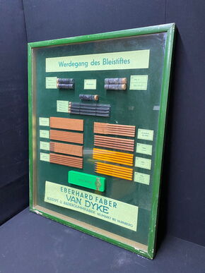 Faber - van Dyke - Werdegang des Bleistifts / Großer gerahmter Infokasten (50er/60er Jahre)