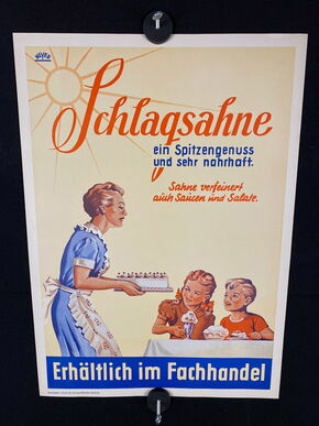 Schlagsahne - Erhältlich im Fachhandel - Kleinplakat -  49 x 35 cm