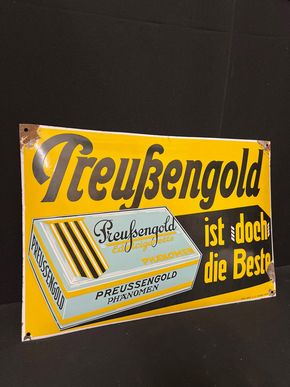 Preußengold Edel Cigaretten Phänomen Emailschild - Dresden 60 x 40 cm - D um 1920