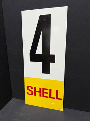 Shell Tankstellen-Benzinpreis-Zahlenschild mit den Zahlen 4 und 5 (Vorder- bzw Rückseite)