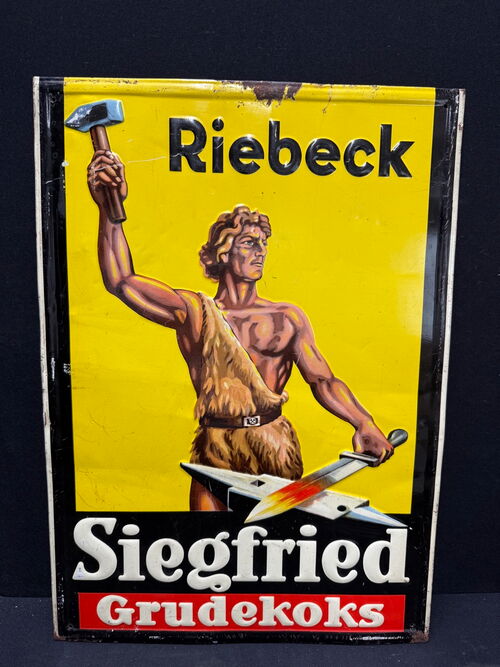Siegfried Grudekoks - Riebeck (Geprägtes Blechschild um 1920)