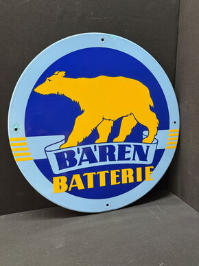 Bären Batterie (Rundes Emailleschild um 1955)