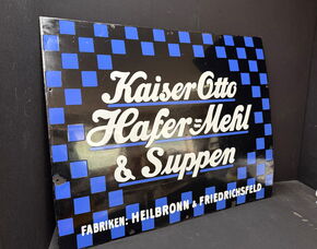 Kaiser Otto Hafer-Mehl & Suppen (Emailleschild um 1915)
