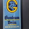 Guntrum Bräu Bensheim (Fantastisches Emailleschild im emaillierten Rahmen - 1930/1950)