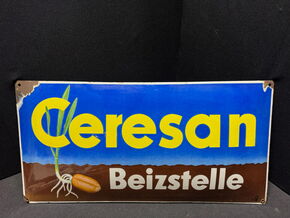 Ceresan Beizstelle Emailschild 60 x 30 cm - D um 1955