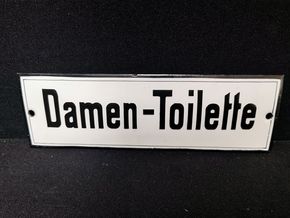Damen - Toilette / Kleines emailliertes Hinweisschild (Um 1950)