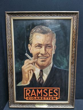 Ramses Zigaretten Werbepappe im Originalrahmen (Um 1930/1950)
