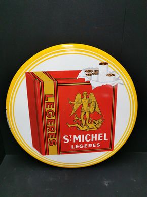 St. Michel Zigaretten - Rundes Emailleschild der 50erJahre