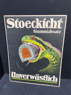 Stoeckicht Gummiabsatz / Unverwüstlich  - Werbepappe aus der Zeit um 1925