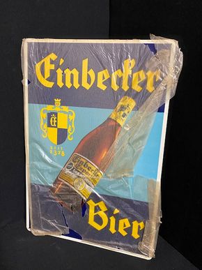 Einbecker Bier Blechschild noch im Papier - Lagerfund um 1955/60