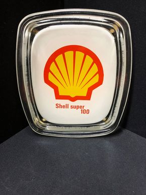 Shell Zahlteller aus Glas / Shell super 100 