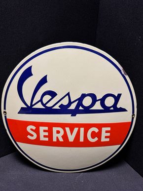 Vespa Service Emailleschild *fluoreszierend* 34 cm - Rarität - D um 1955/60