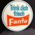 Fanta Glaswerbeschild (Um 1955) mit 25 cm Durchmesser (Frischfund aus Getränkelager)
