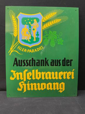 Inselbrauerei Hinwang (Gemeinde Lauben Oberallgäu) - Bakelitwerbeschild um 1950