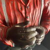 Werbefigur Junge mit Hosenträgern  93 x 26 cm um 1930