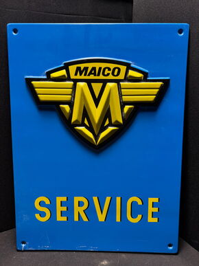 Maico Motorrad Werbeschild Kunststoff geprägt - Seltenheit 59 x 44 cm D um 1960