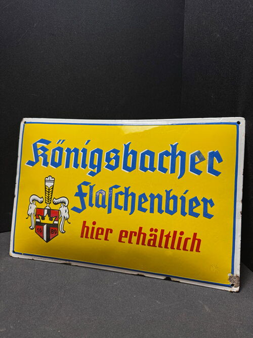 Königsbacher Flaschenbier Emailleschild 50x33 cm D - um 1930