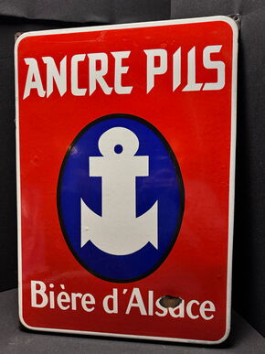 Ancre Pils - Biere d´Alsace Emailschild Anker - Bier 68 x 48 cm F um 1950