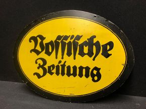 Vossische Zeitung (Berlin). Flaches Blechschild um 1915. Top-Rarität. A3 