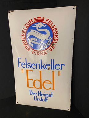 Brauerei zum Felsenkeller Pirna - Sachsen - Emailschild 66 x 40 cm