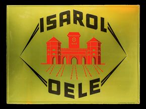 Isarol Oele München Blechschild um 1910