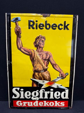 Siegfried Grudekoks - Riebeck (Geprägtes Blechschild um 1920)