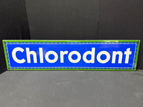 Chlorodont Emailleschild aus der Zeit um 1930 (Ca. 98 x 23 cm)